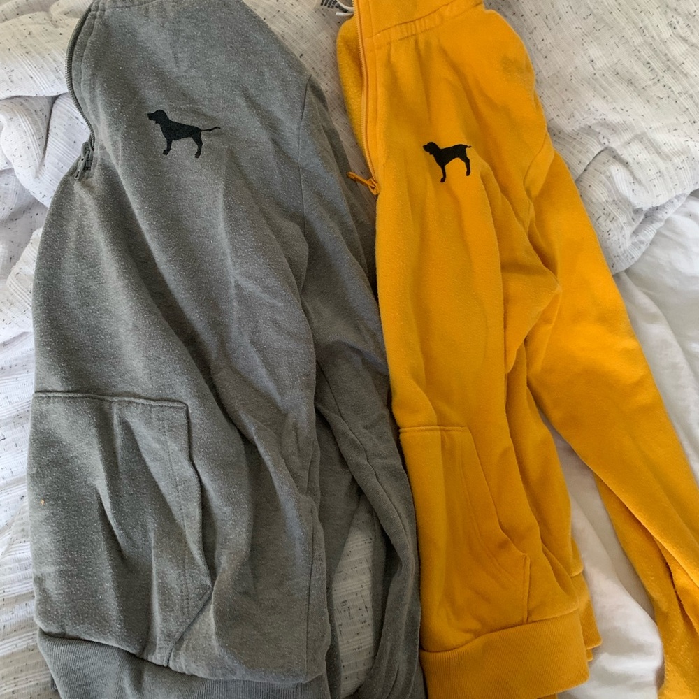 Yellow and Grey PINK Quarter Zips